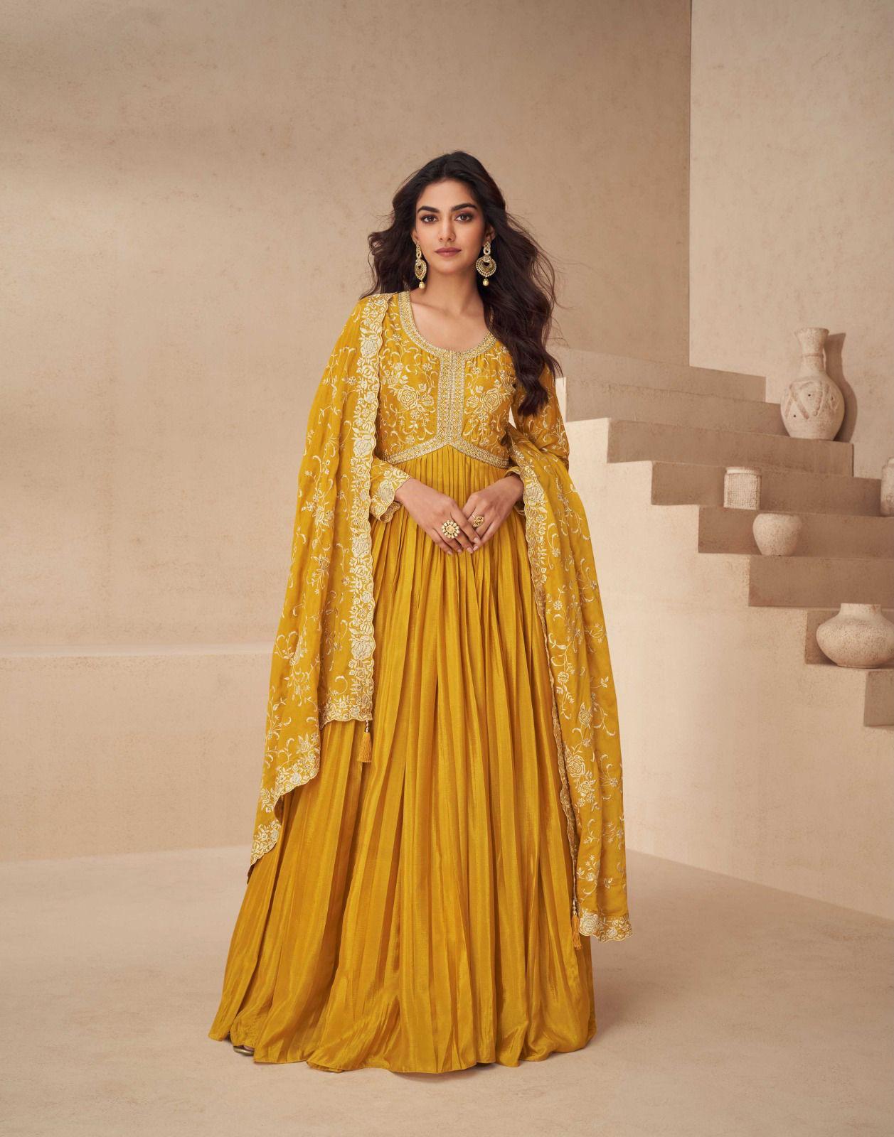 Embroidered Gown With Dupatta