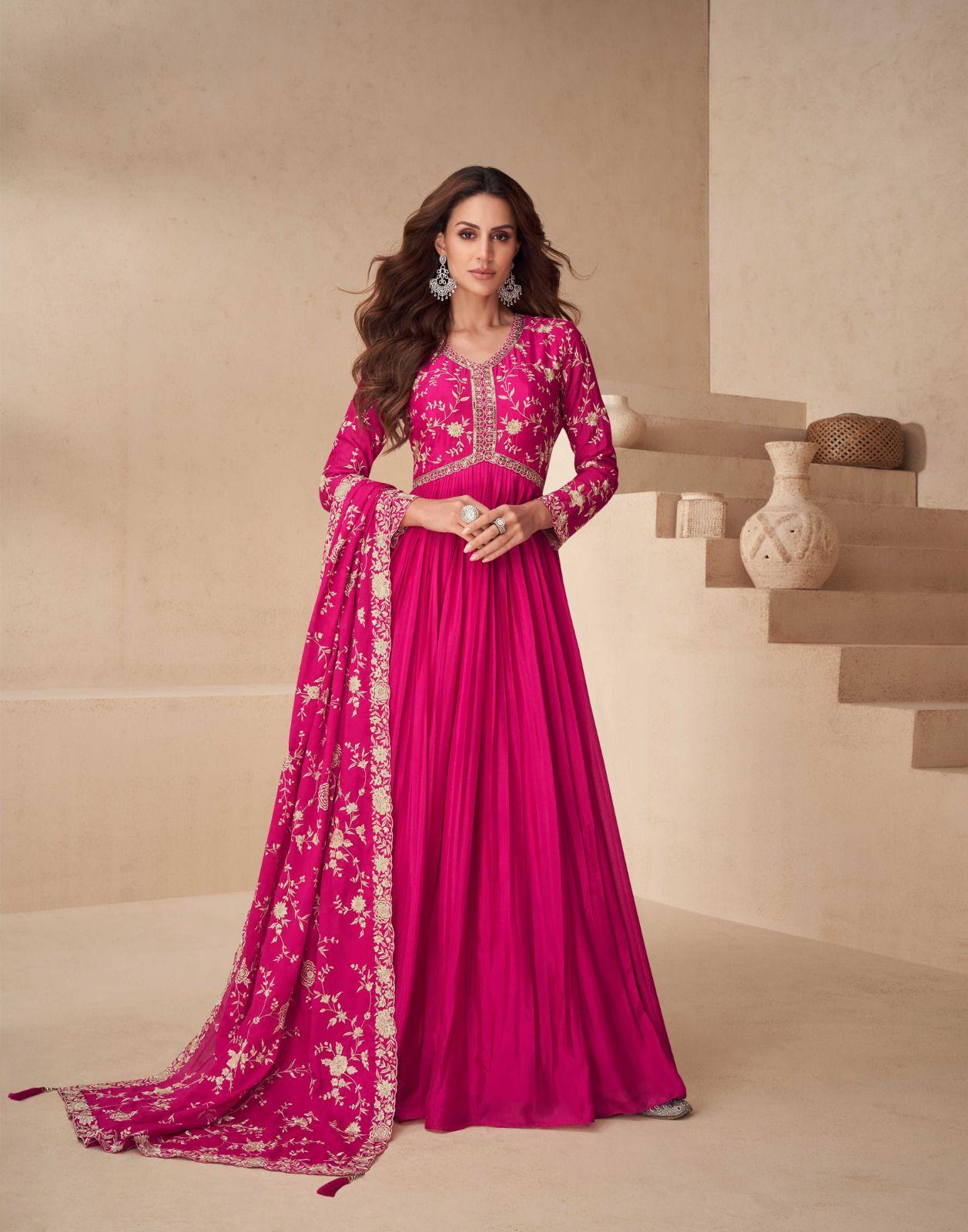 Embroidered Gown With Dupatta