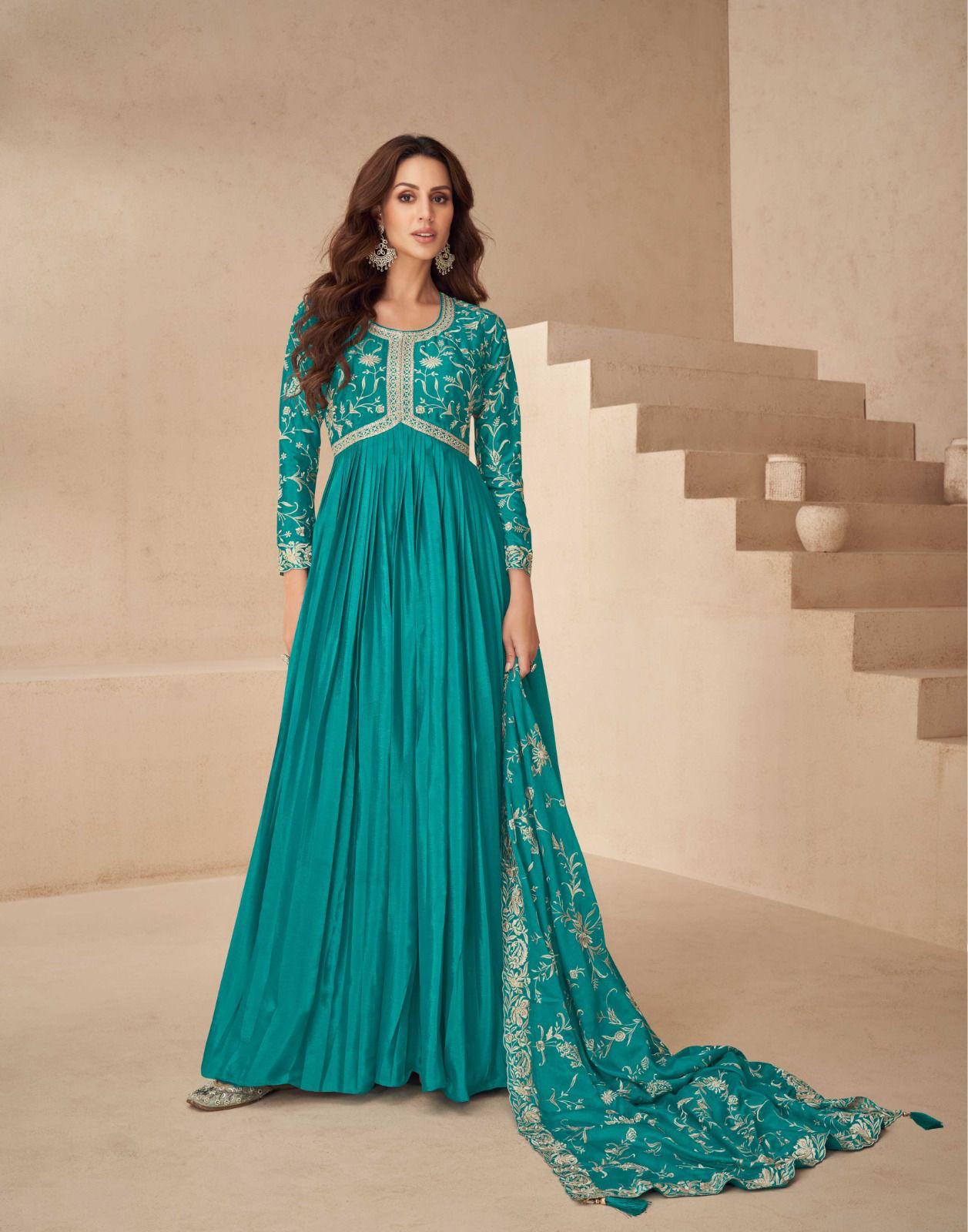 Embroidered Gown With Dupatta