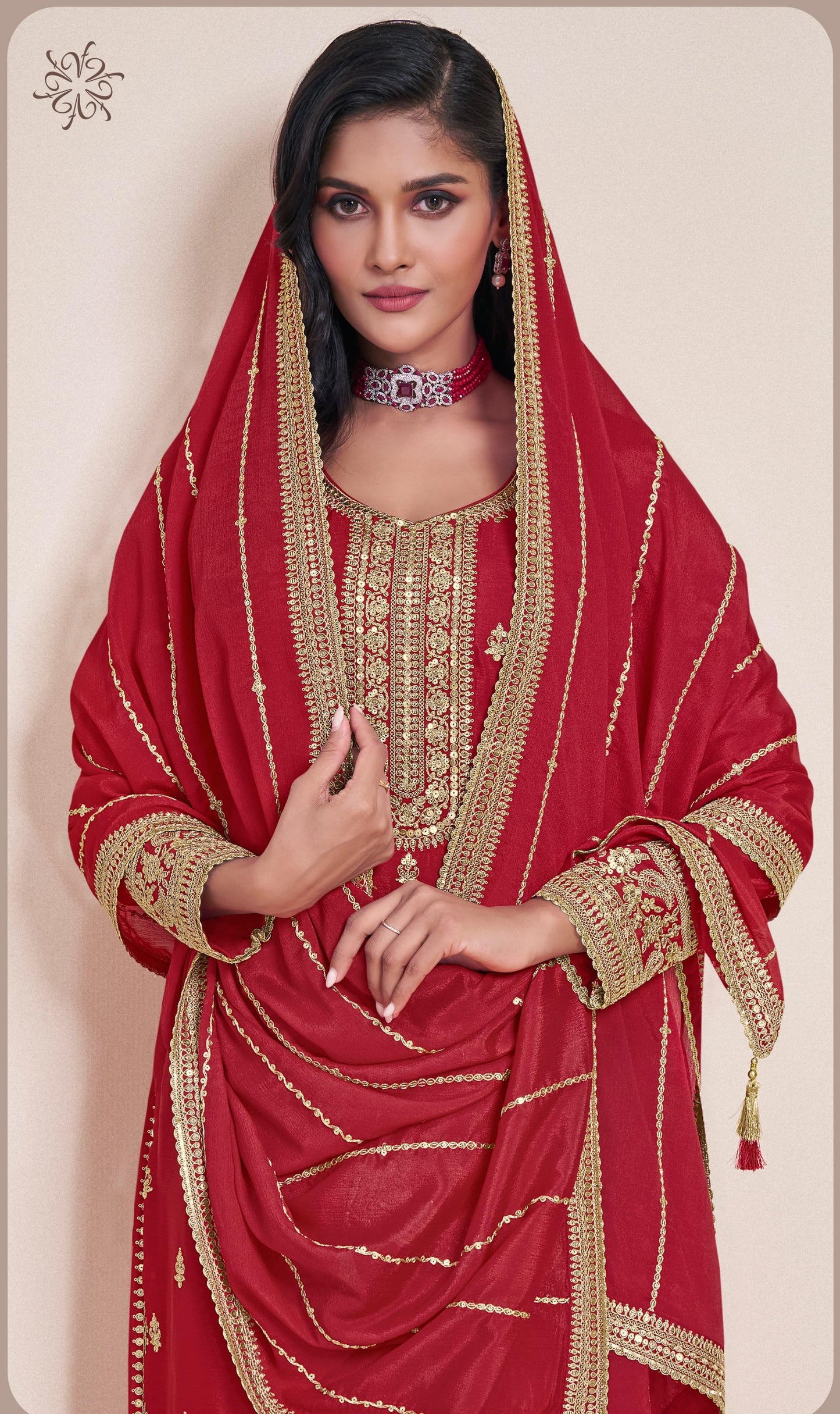 Embroidered Sharara Style Suit
