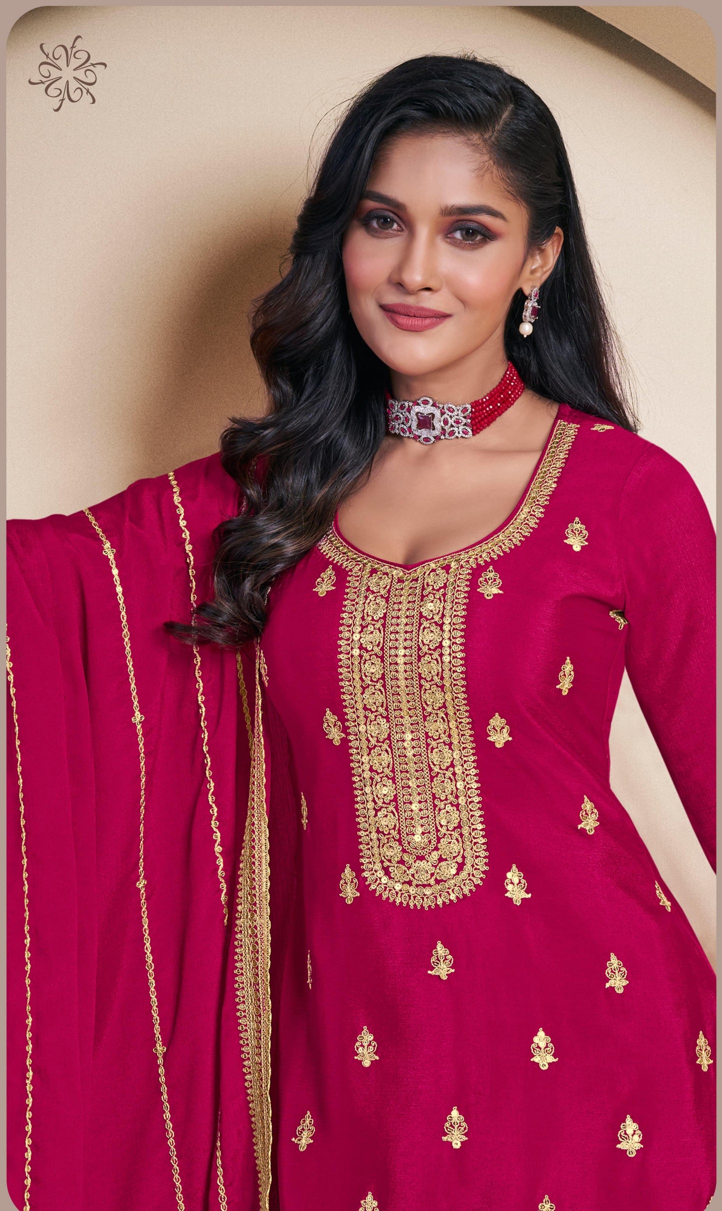 Embroidered Sharara Style Suit