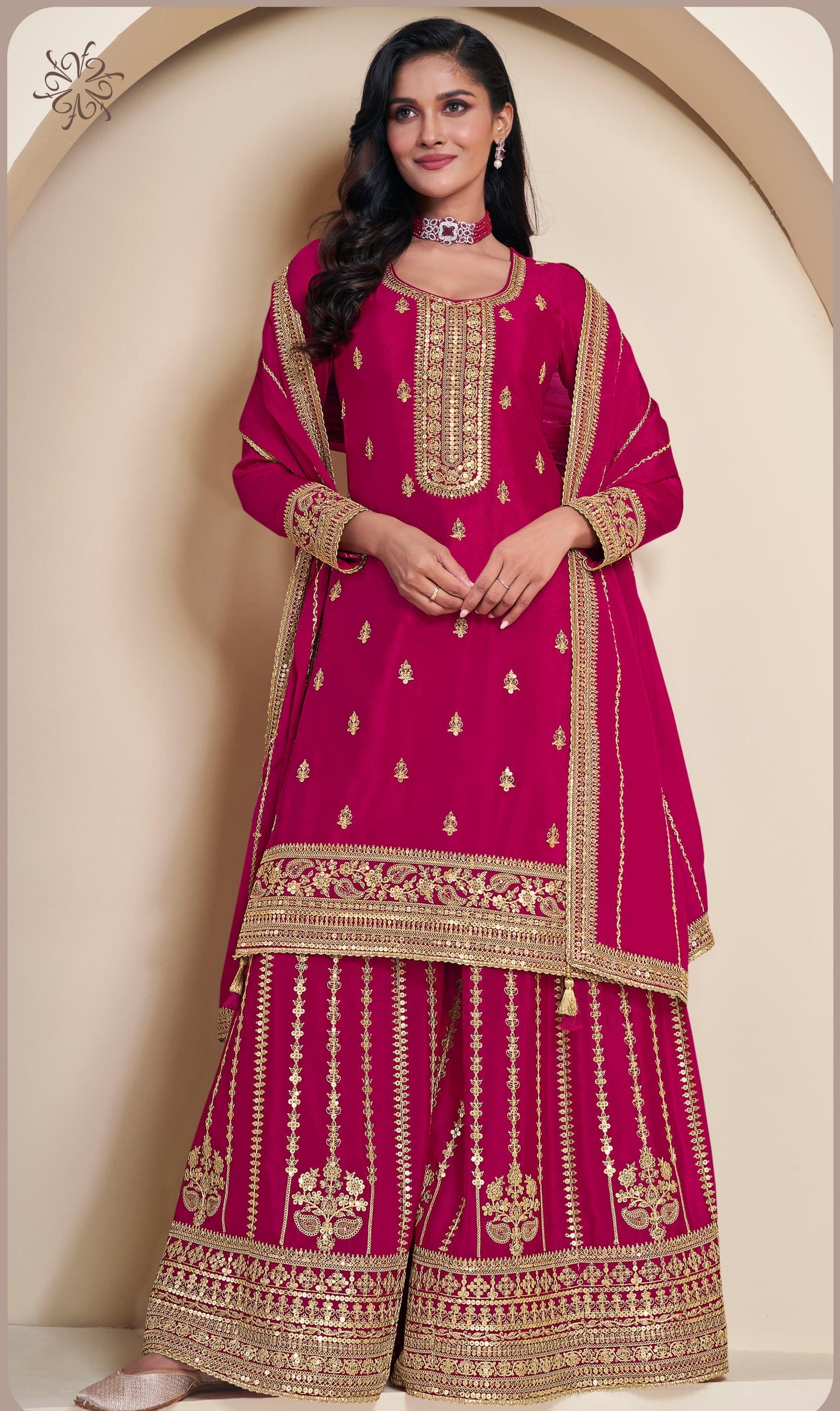 Embroidered Sharara Style Suit