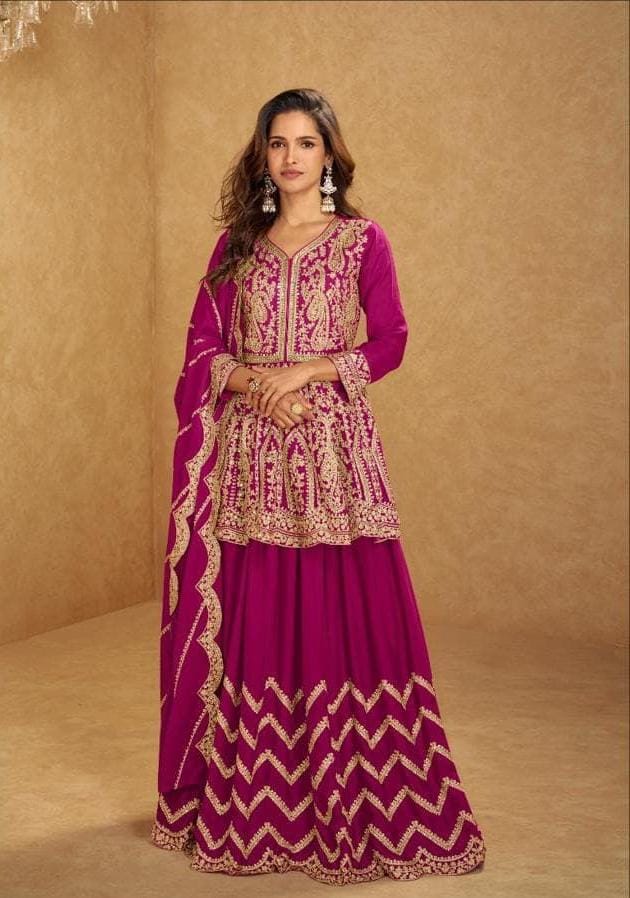 Sharara Style Embroidered Dress