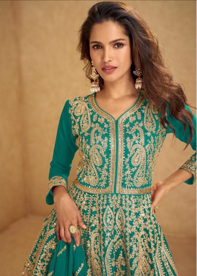 Sharara Style Embroidered Dress