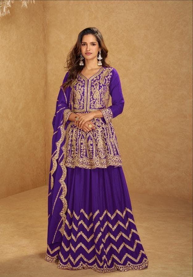 Sharara Style Embroidered Dress