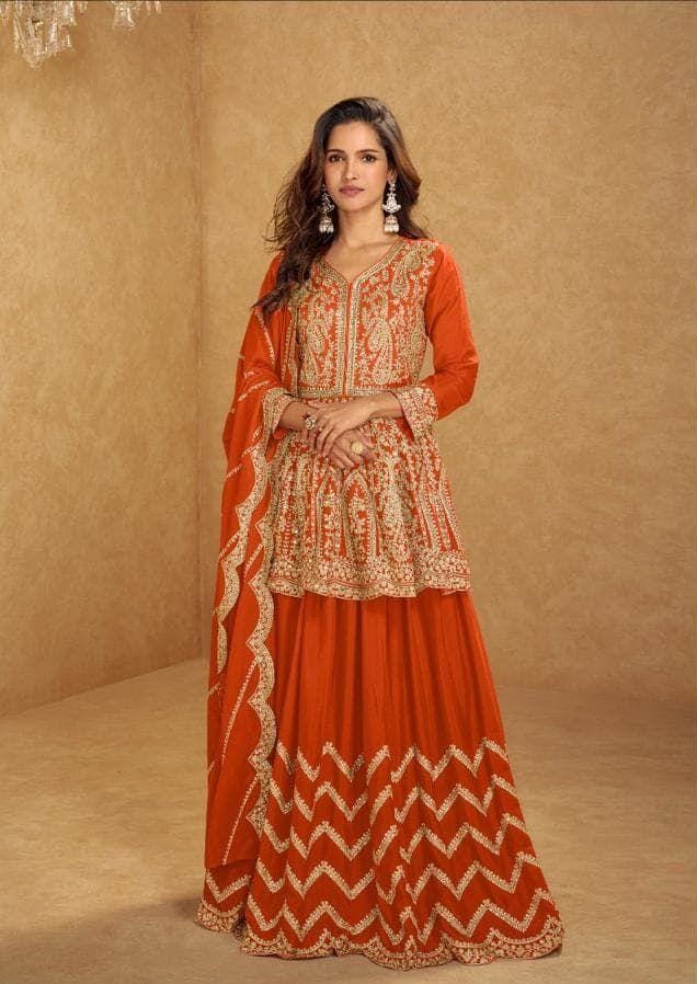 Sharara Style Embroidered Dress