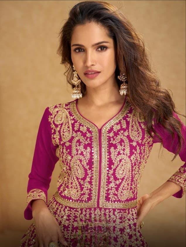 Sharara Style Embroidered Dress