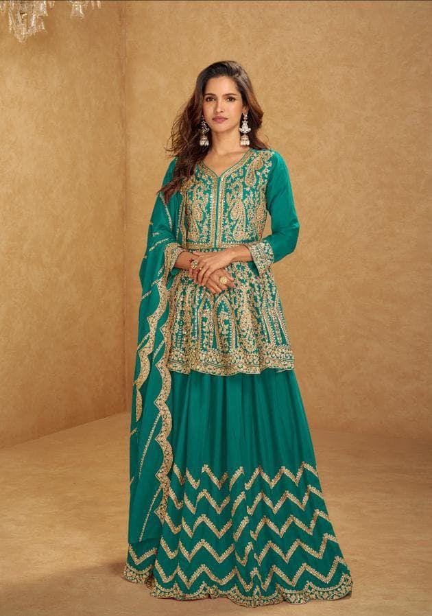 Sharara Style Embroidered Dress