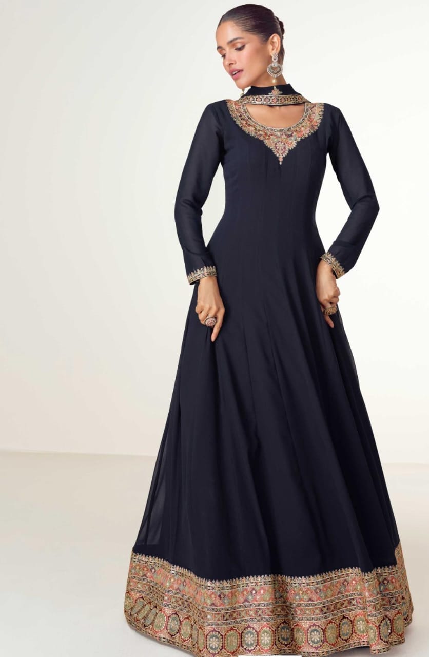 Embroidered Gown With Dupatta