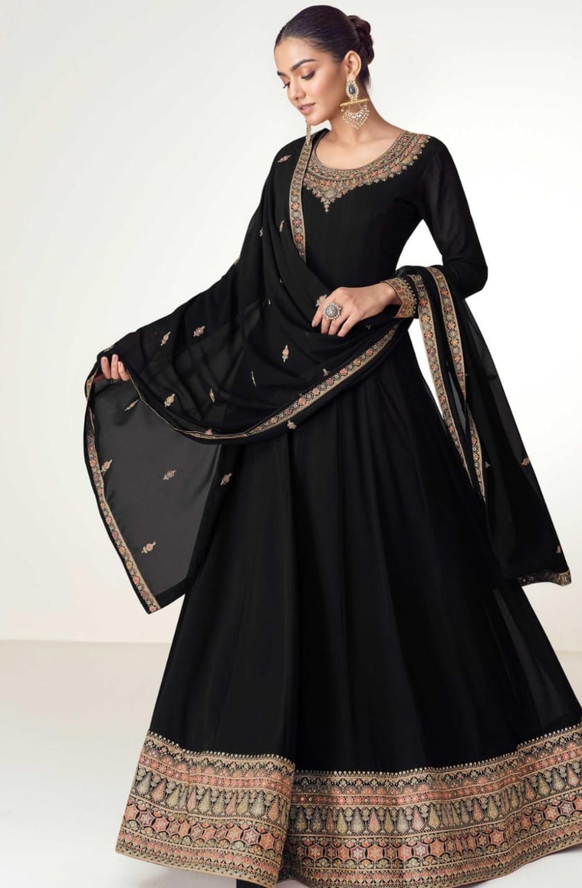 Embroidered Gown With Dupatta