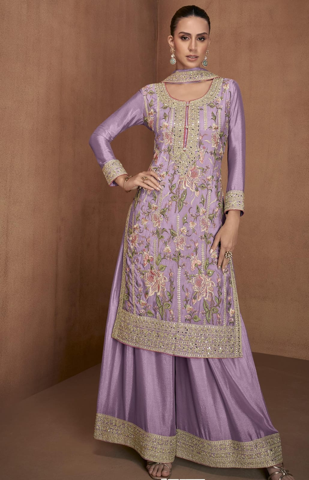 Sharara Style Embroidered Suit
