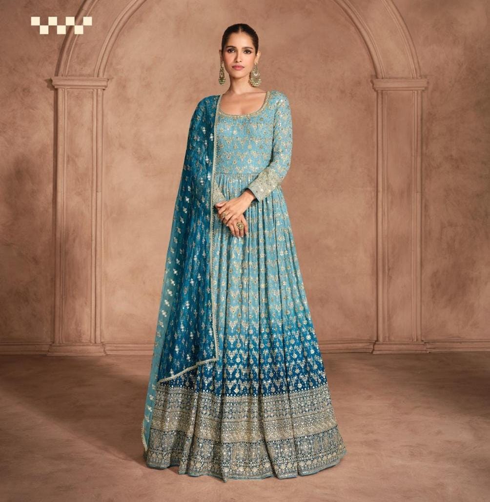 Embroidered Gown With Dupatta