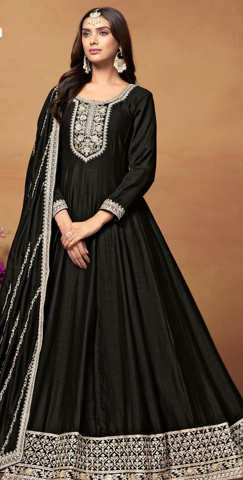 Embroidered Gown With Dupatta
