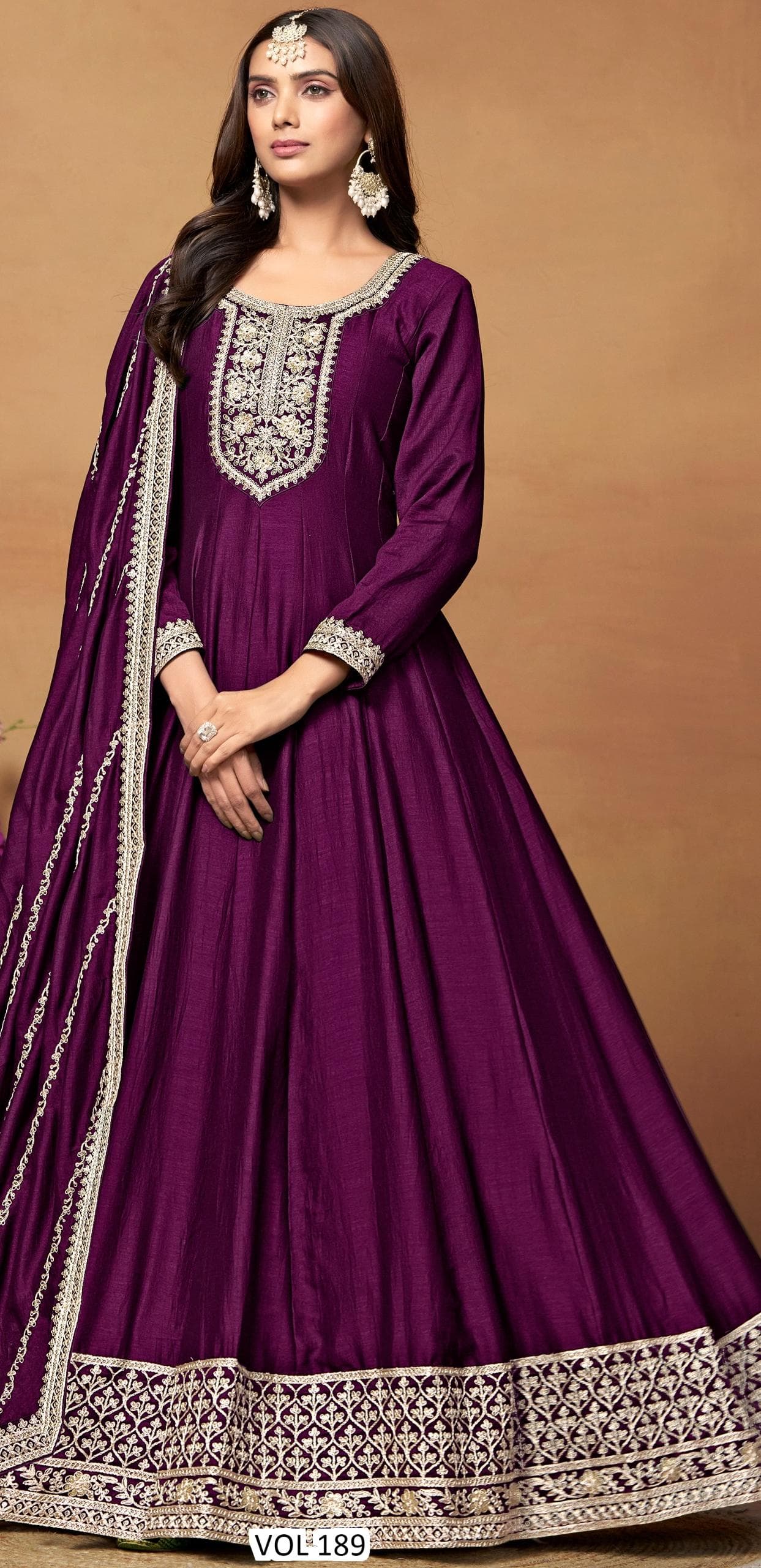 Embroidered Gown With Dupatta