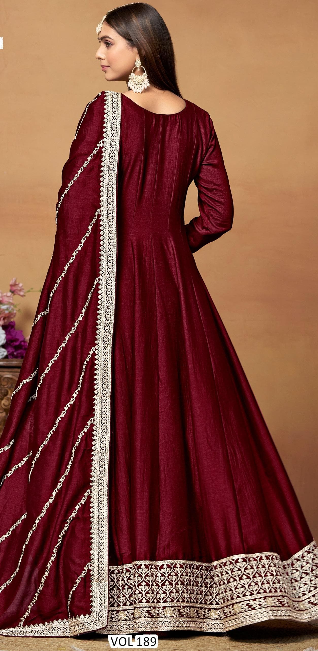 Embroidered Gown With Dupatta