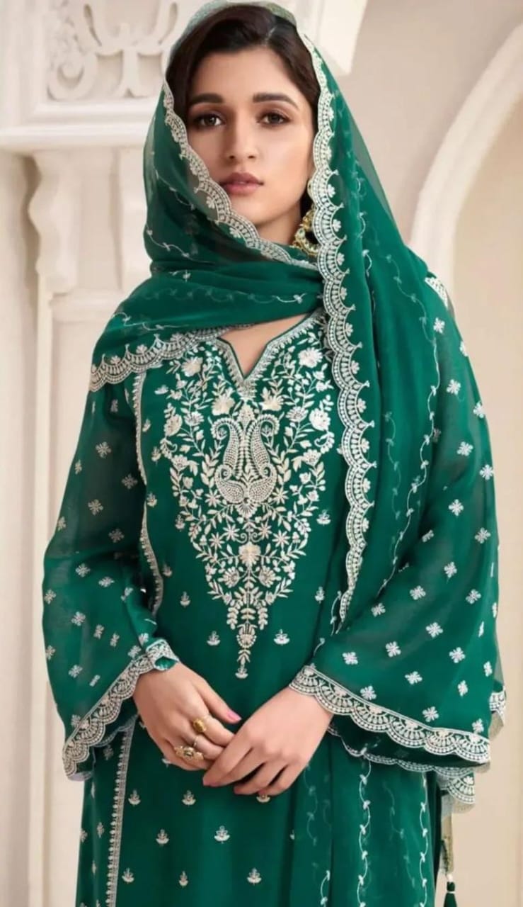 Chiffon Embroidered Suit