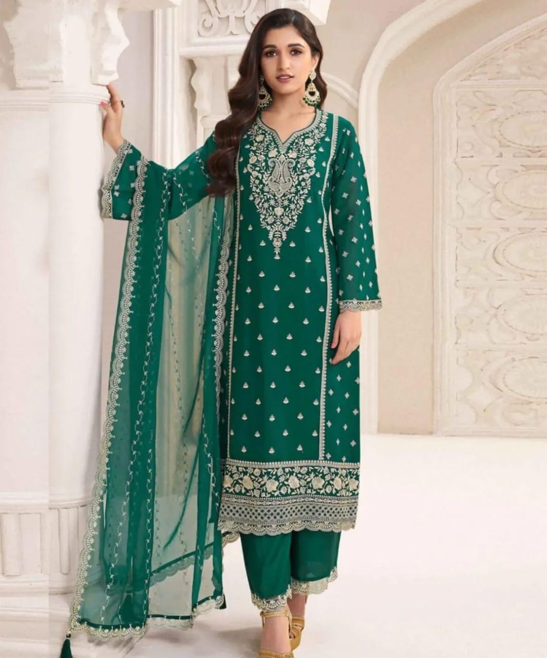 Chiffon Embroidered Suit