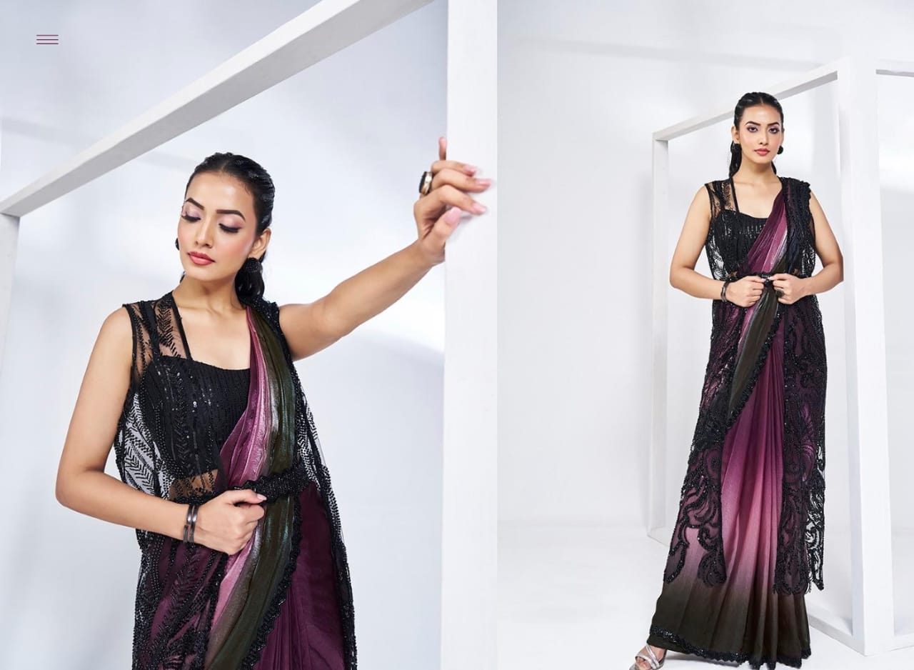 Ready to wear saree with stitched blouse,jacket and belt