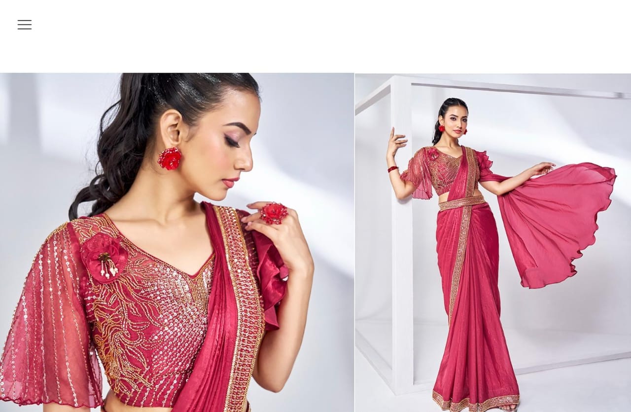 Ready to wear saree with stitched blouse and belt