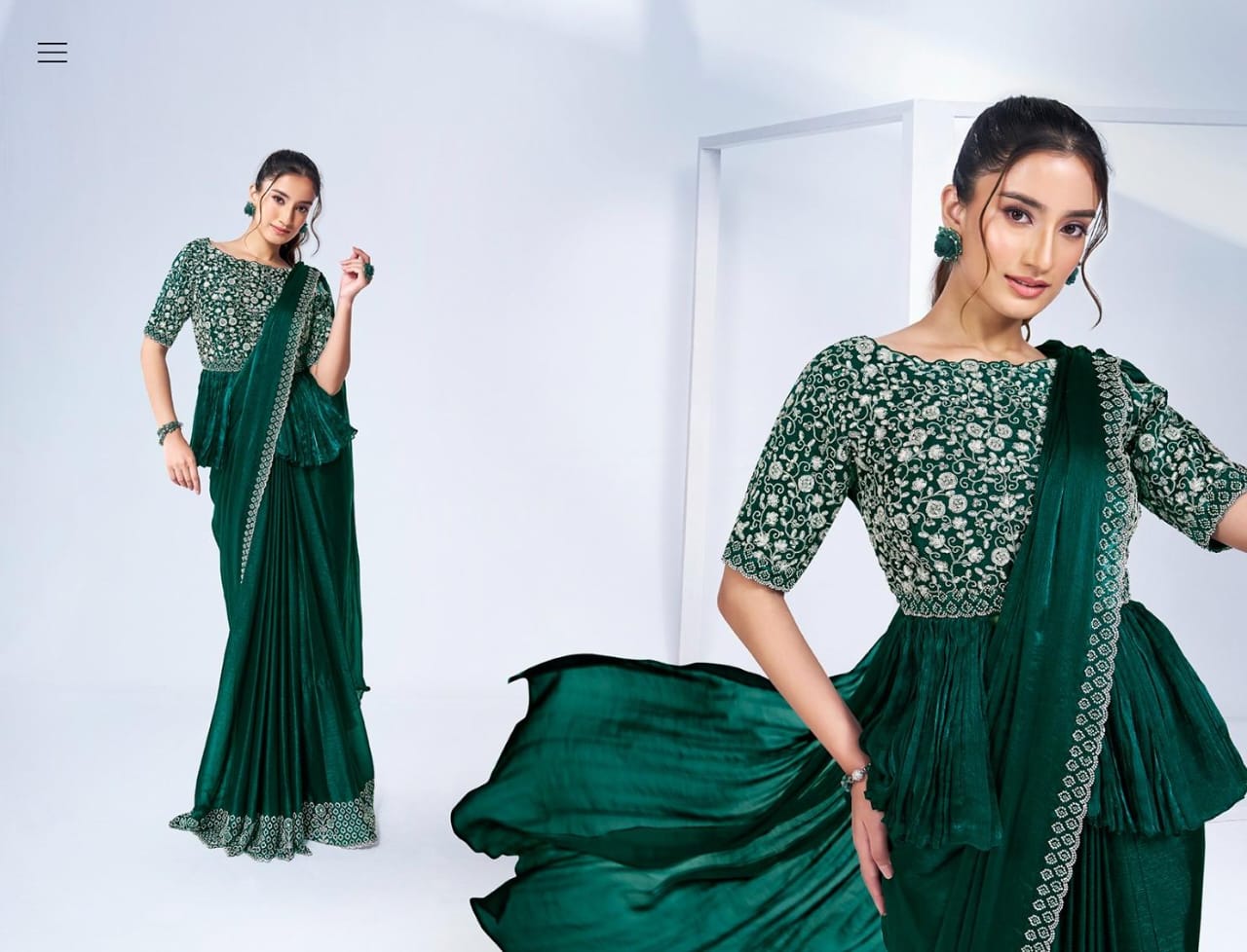 Ready To Wear Saree With Embroidered Stitched Blouse