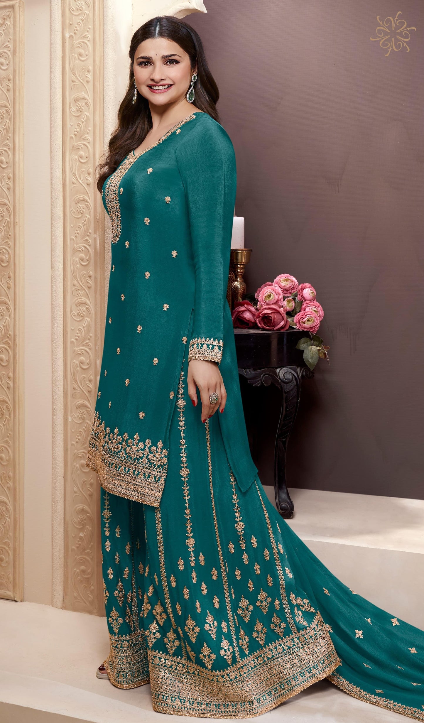 Sharara Style Embroidered Suit