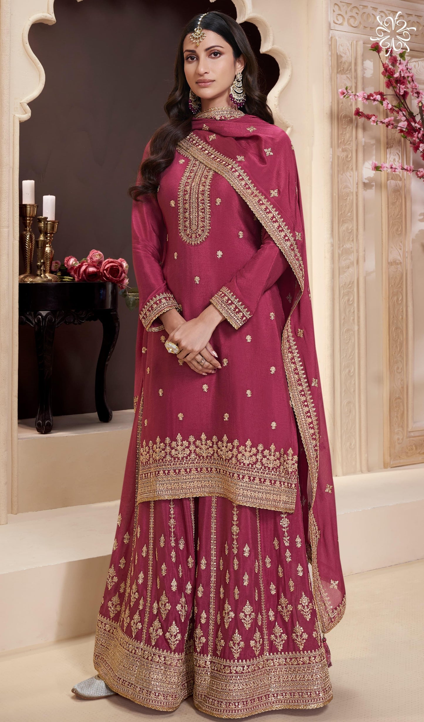 Sharara Style Embroidered Suit