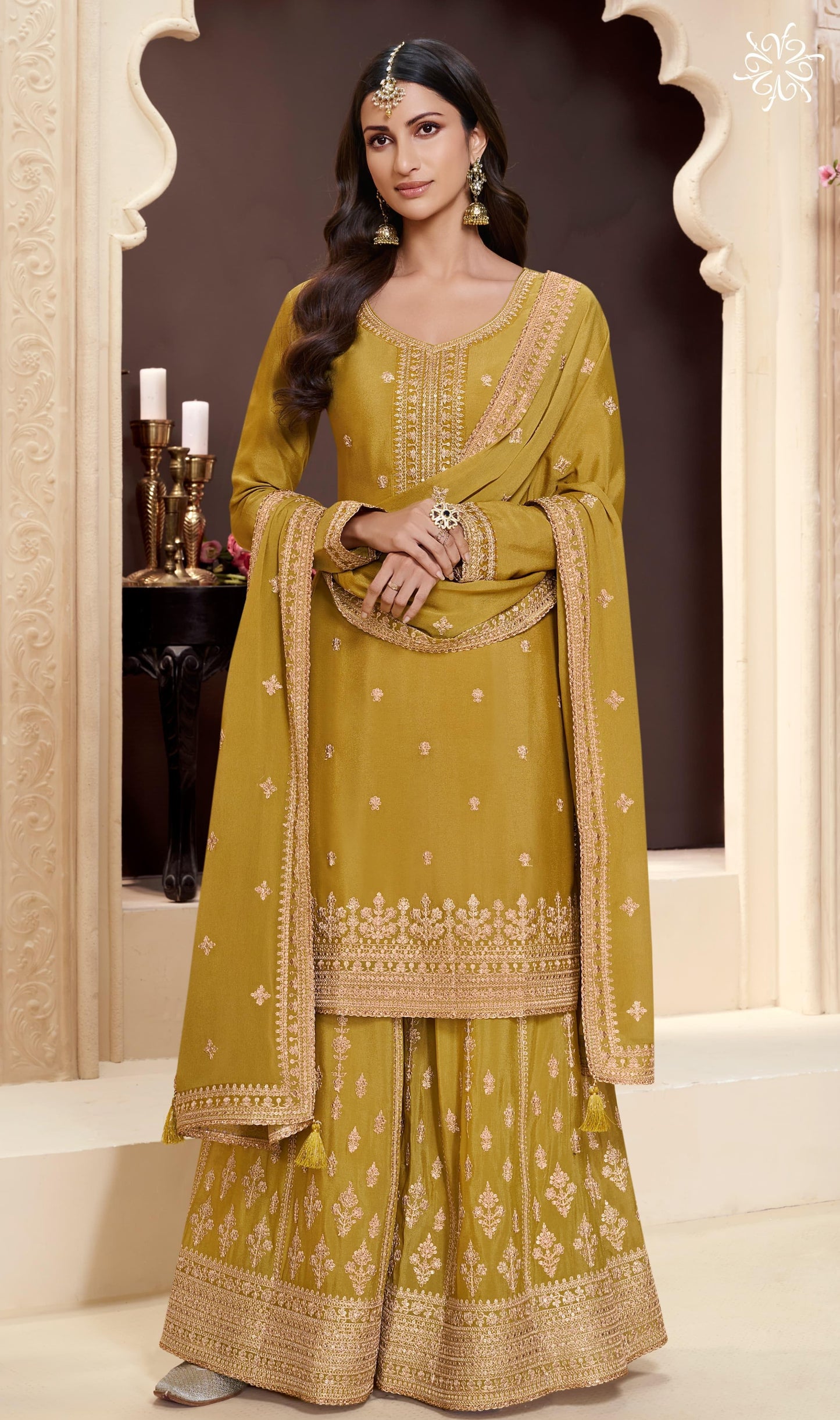 Sharara Style Embroidered Suit