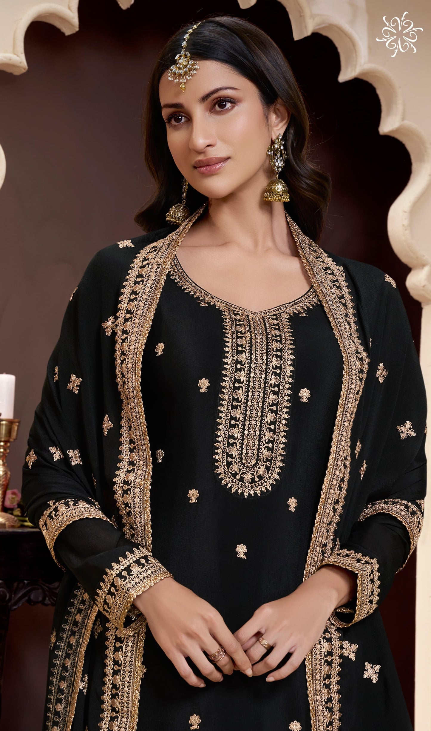 Sharara Style Embroidered Suit