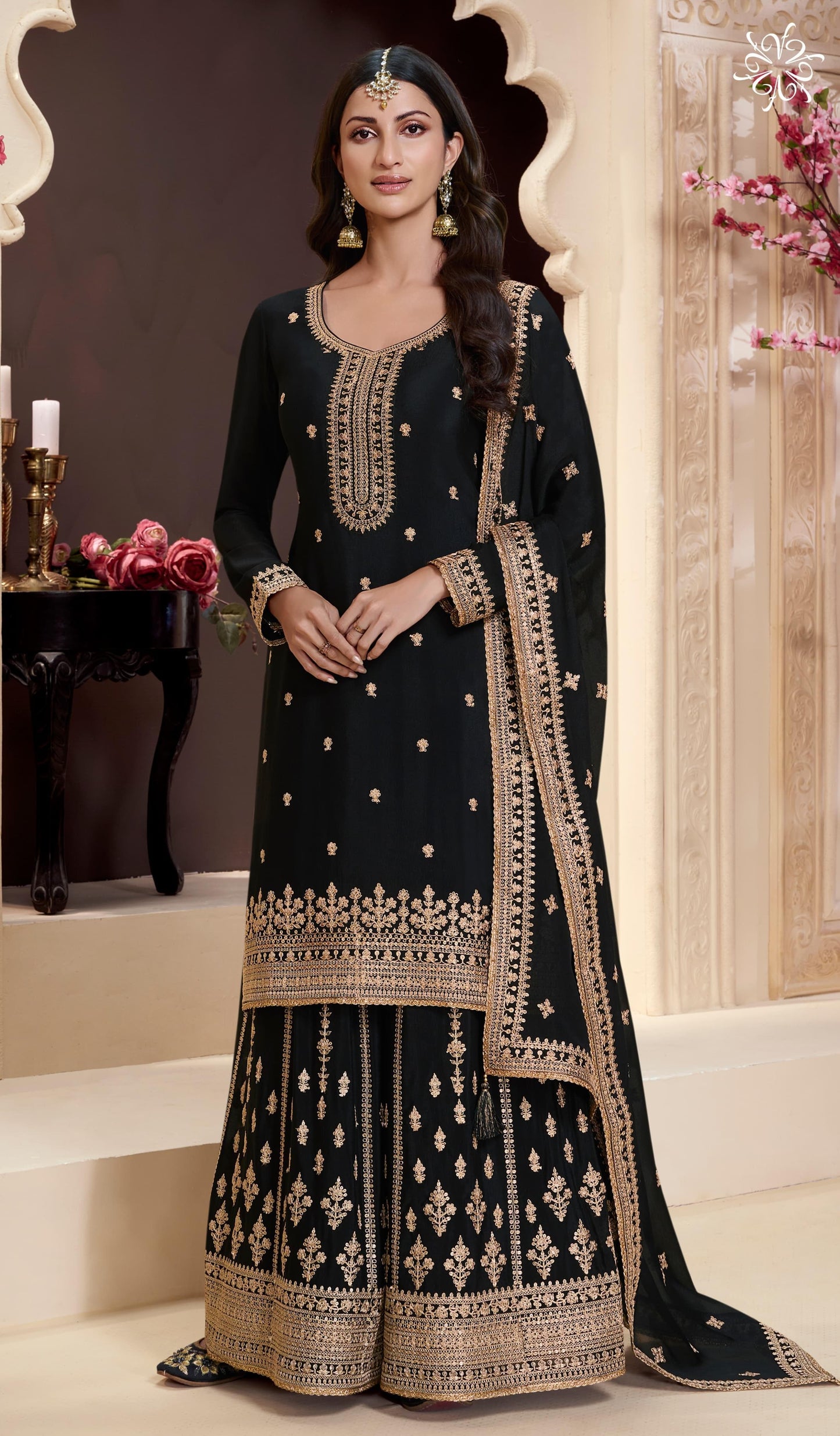 Sharara Style Embroidered Suit