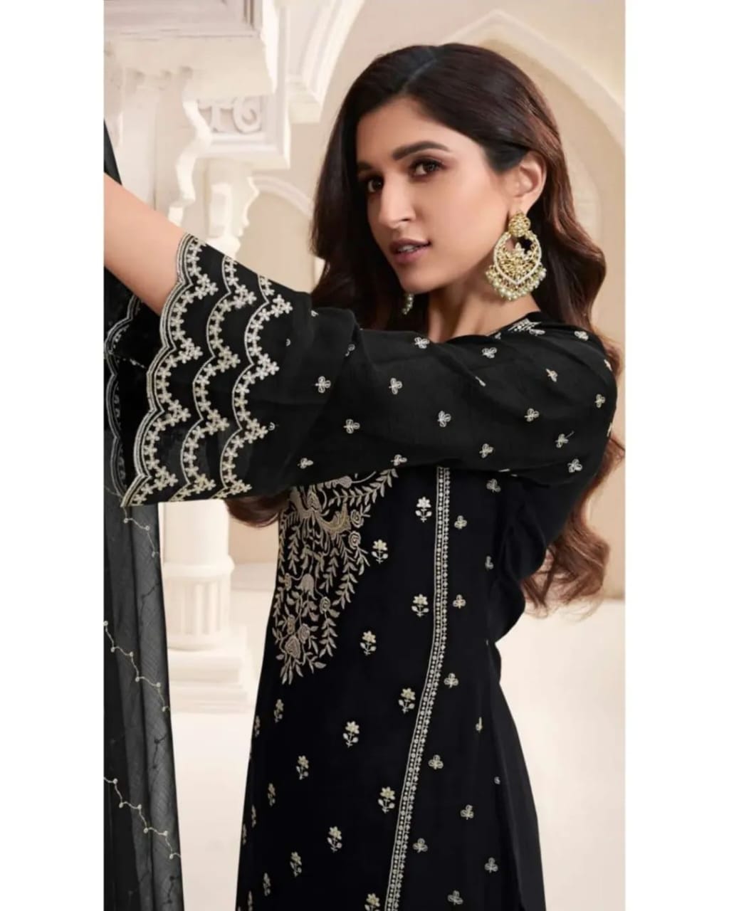 Chiffon Embroidered Suit
