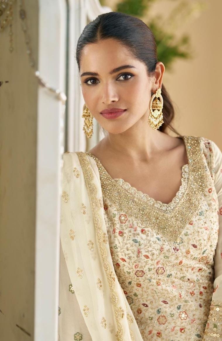 Sharara Style Embroidered Suit