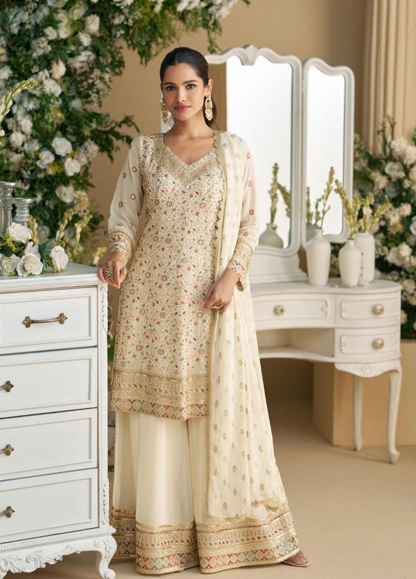 Sharara Style Embroidered Suit