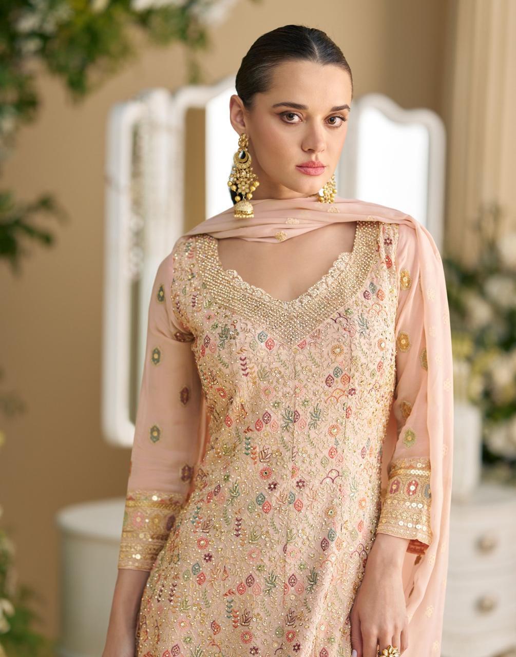 Sharara Style Embroidered Suit