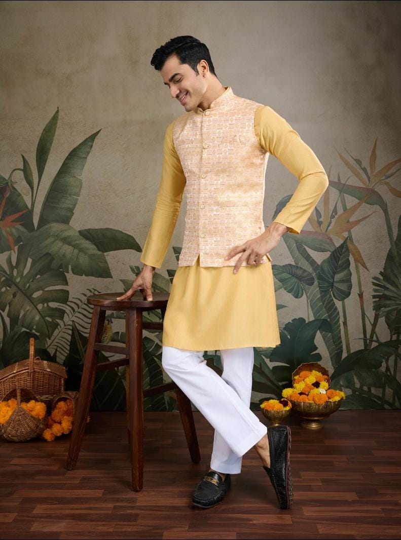 Men's Kurta With Pant And Koti