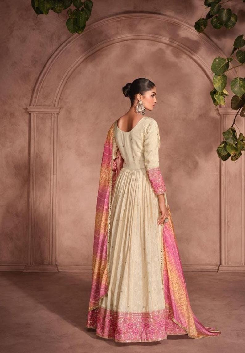 Embroidered Gown With Dupatta