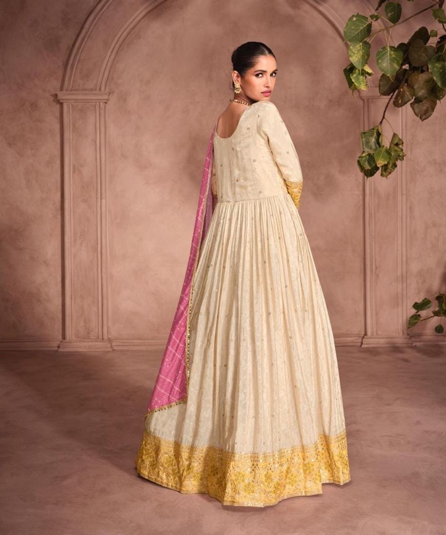 Embroidered Gown With Dupatta