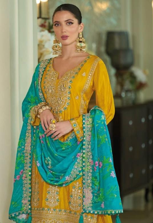 Sharara Style Embroidered Suit