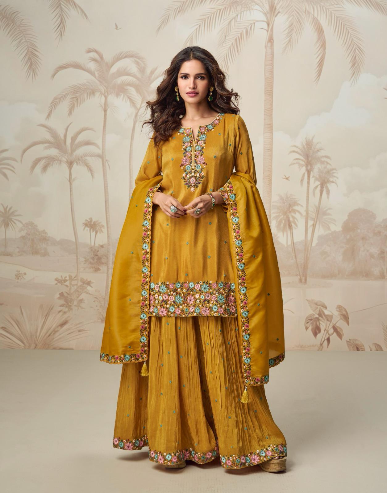 Sharara Style Embroidered Dress