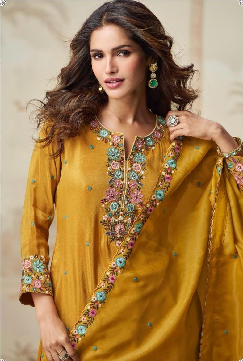 Sharara Style Embroidered Dress