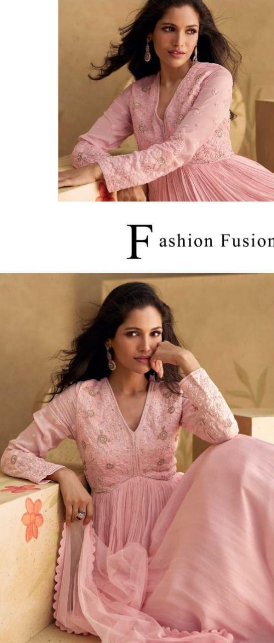 Embroidered Gown With Dupatta