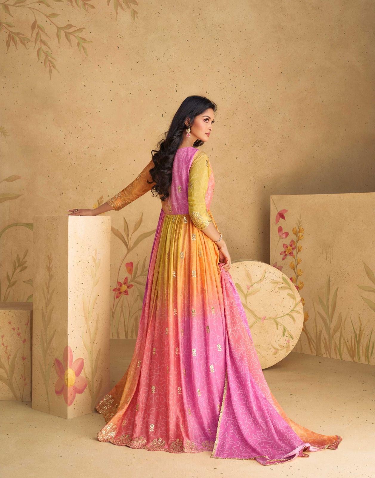 Embroidered Gown With Dupatta