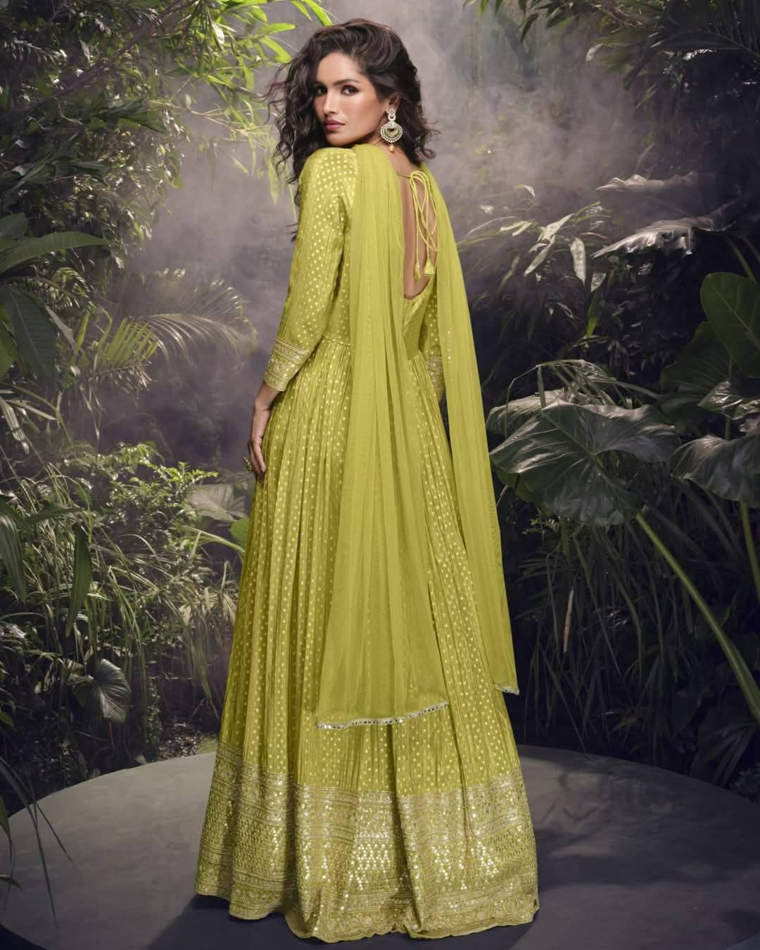 Embroidered Gown With Dupatta