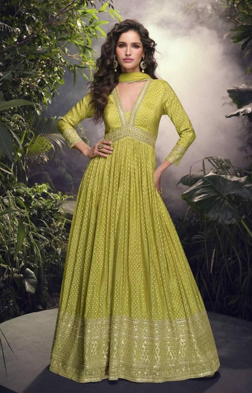 Embroidered Gown With Dupatta