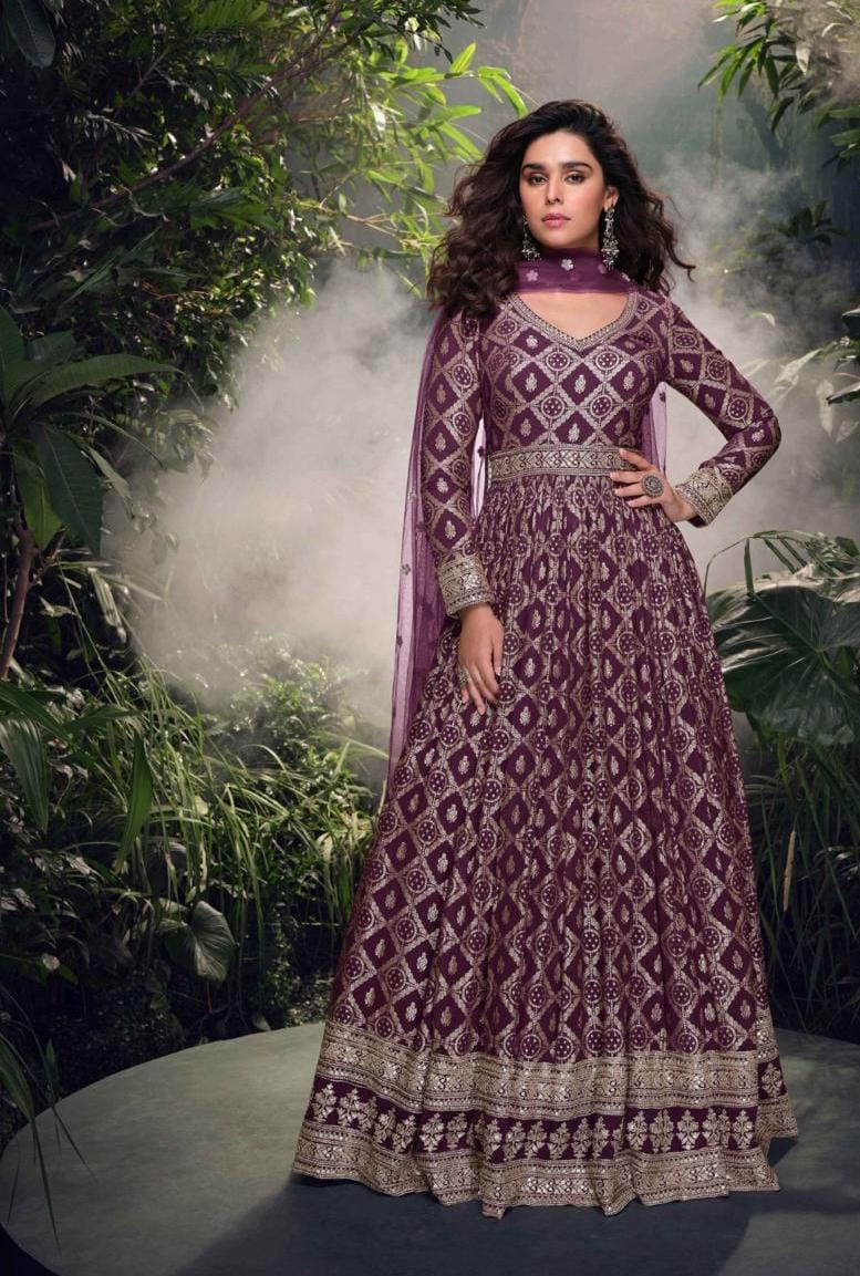 Embroidered Gown With Dupatta