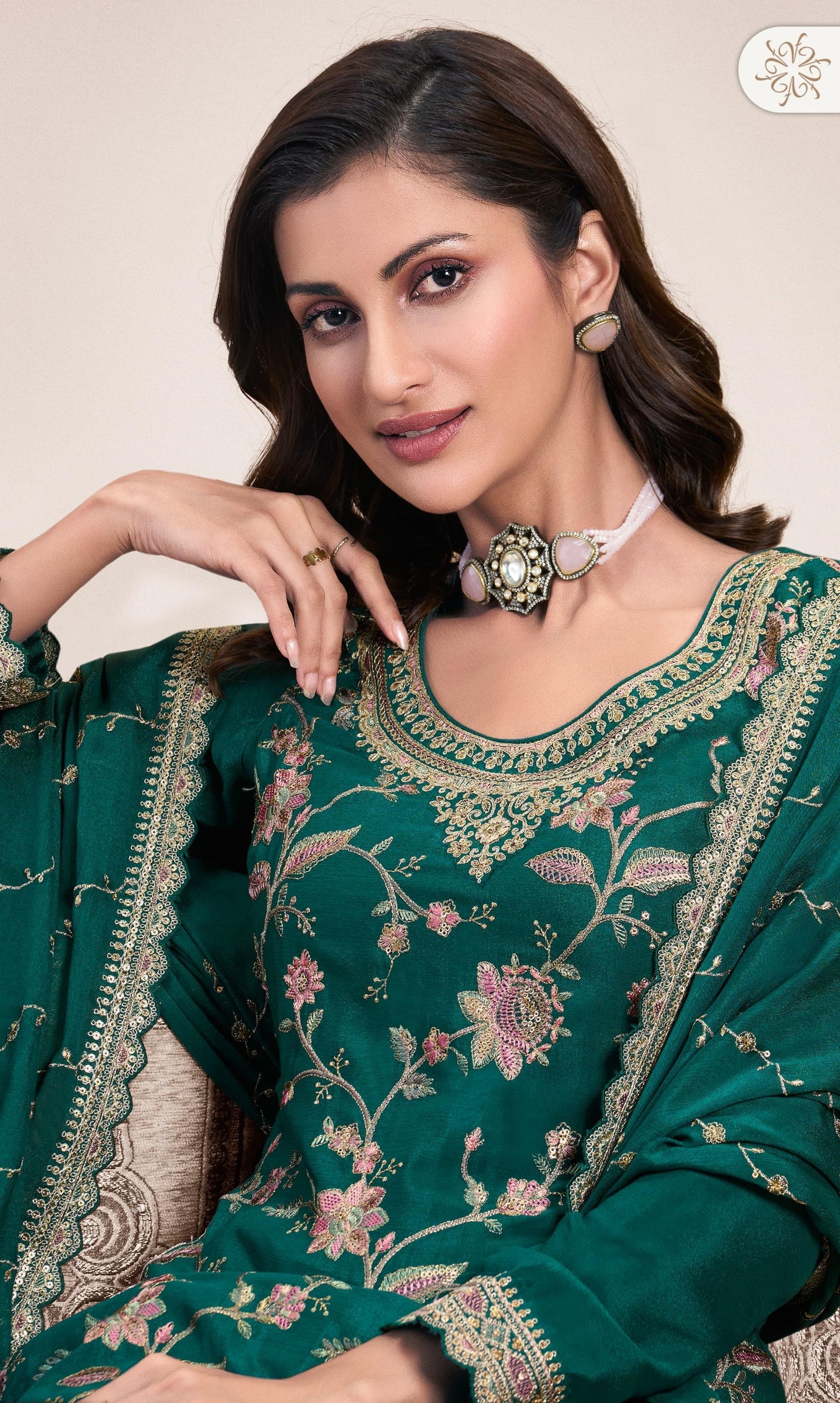 Sharara Style Embroidered Suit