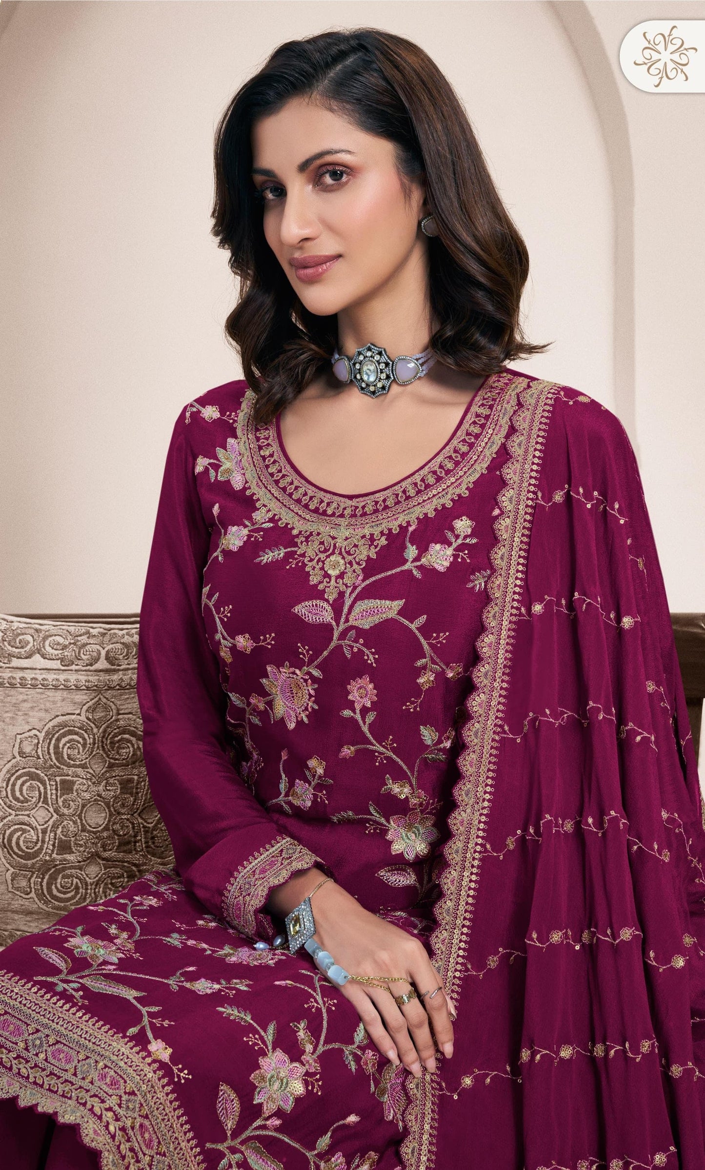 Sharara Style Embroidered Suit
