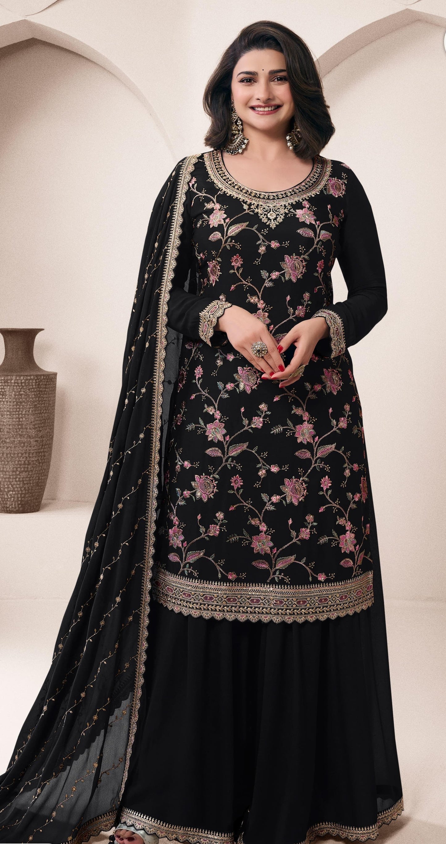 Sharara Style Embroidered Suit