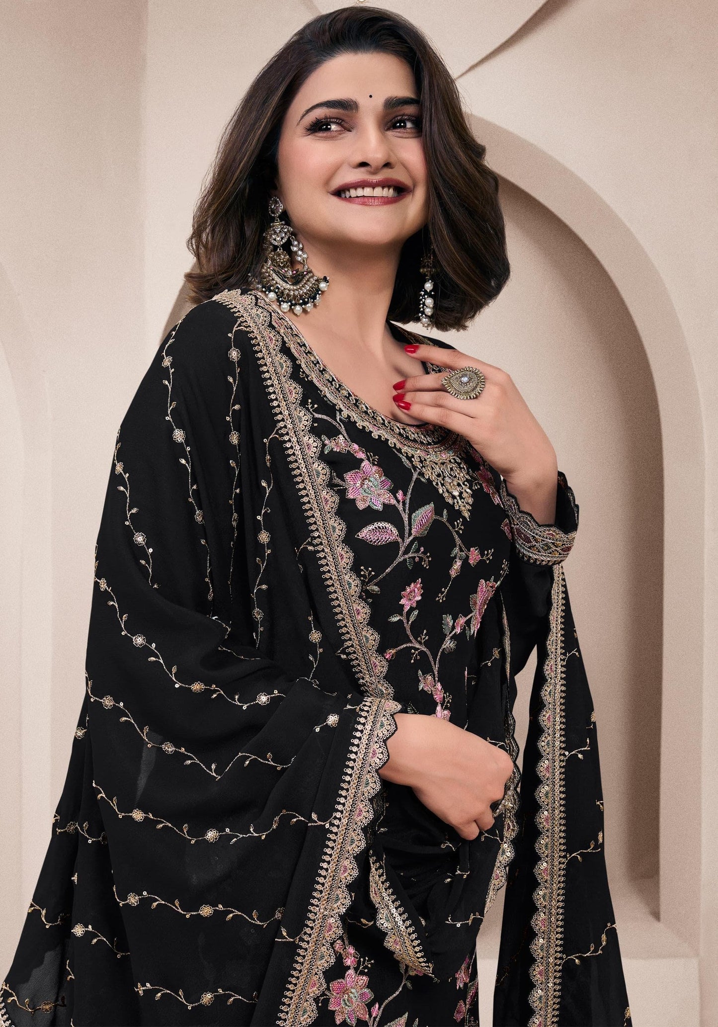 Sharara Style Embroidered Suit