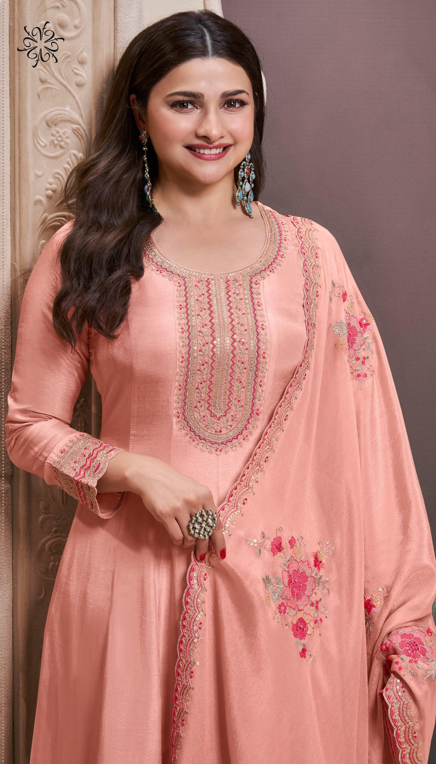 Embroidered Gown With Dupatta