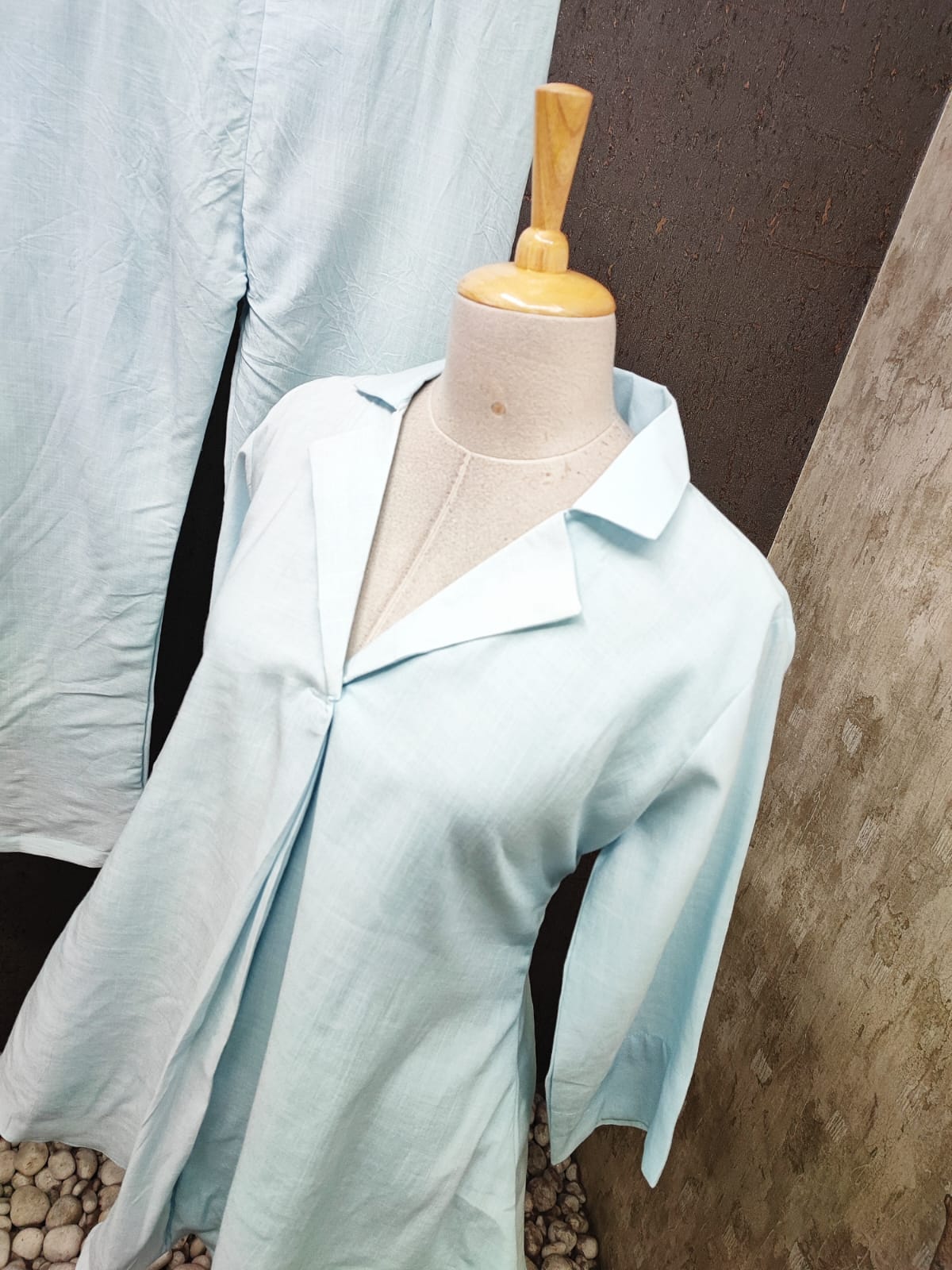 Coat Style Top With Flare Pants Coord Set